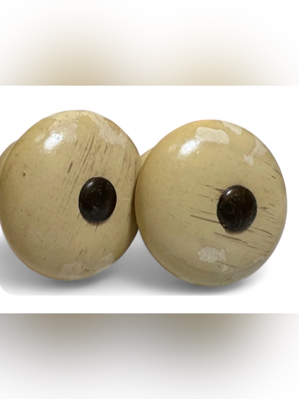 Vintage Cream Ceramic Cabinet Knobs - Pair